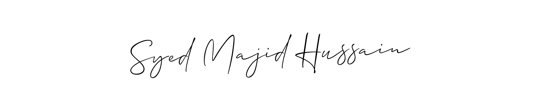 Allison_Script is a professional signature style that is perfect for those who want to add a touch of class to their signature. It is also a great choice for those who want to make their signature more unique. Get Syed Majid Hussain name to fancy signature for free. Syed Majid Hussain signature style 2 images and pictures png