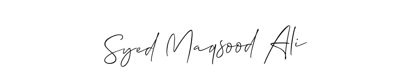 Make a short Syed Maqsood Ali signature style. Manage your documents anywhere anytime using Allison_Script. Create and add eSignatures, submit forms, share and send files easily. Syed Maqsood Ali signature style 2 images and pictures png