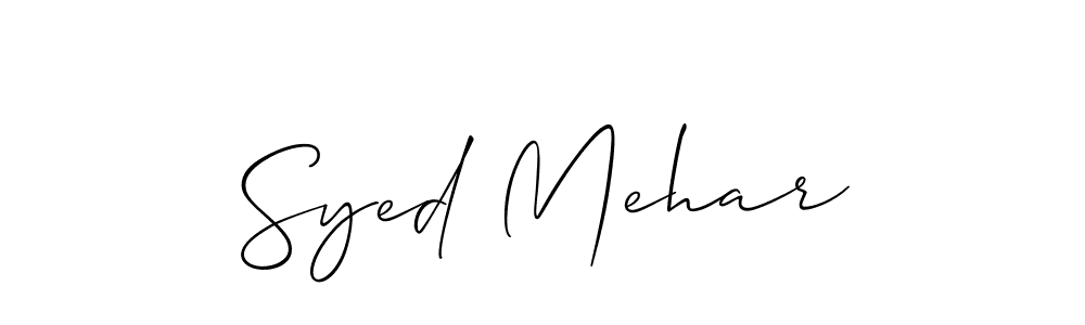 How to make Syed Mehar signature? Allison_Script is a professional autograph style. Create handwritten signature for Syed Mehar name. Syed Mehar signature style 2 images and pictures png
