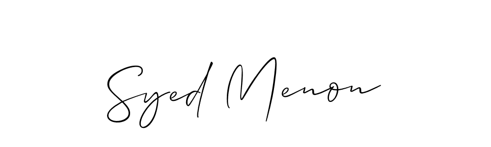 The best way (Allison_Script) to make a short signature is to pick only two or three words in your name. The name Syed Menon include a total of six letters. For converting this name. Syed Menon signature style 2 images and pictures png