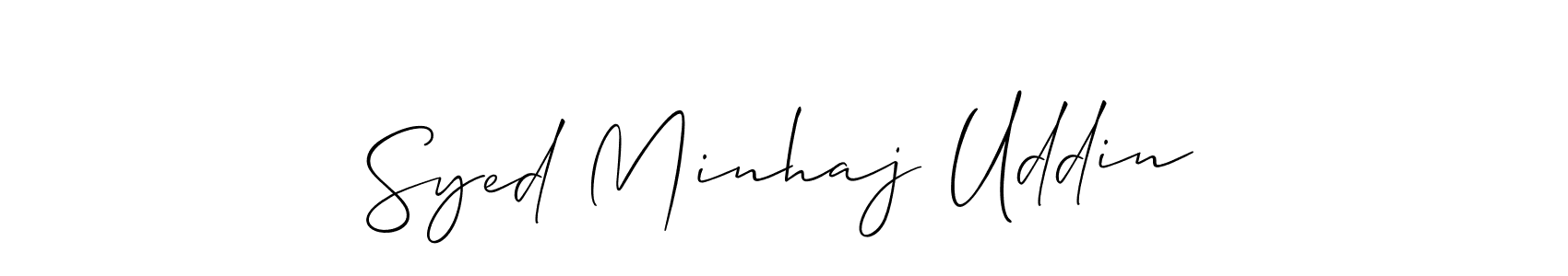 How to make Syed Minhaj Uddin name signature. Use Allison_Script style for creating short signs online. This is the latest handwritten sign. Syed Minhaj Uddin signature style 2 images and pictures png