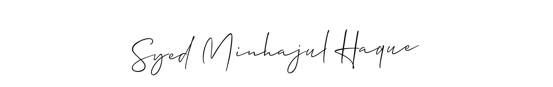 Use a signature maker to create a handwritten signature online. With this signature software, you can design (Allison_Script) your own signature for name Syed Minhajul Haque. Syed Minhajul Haque signature style 2 images and pictures png