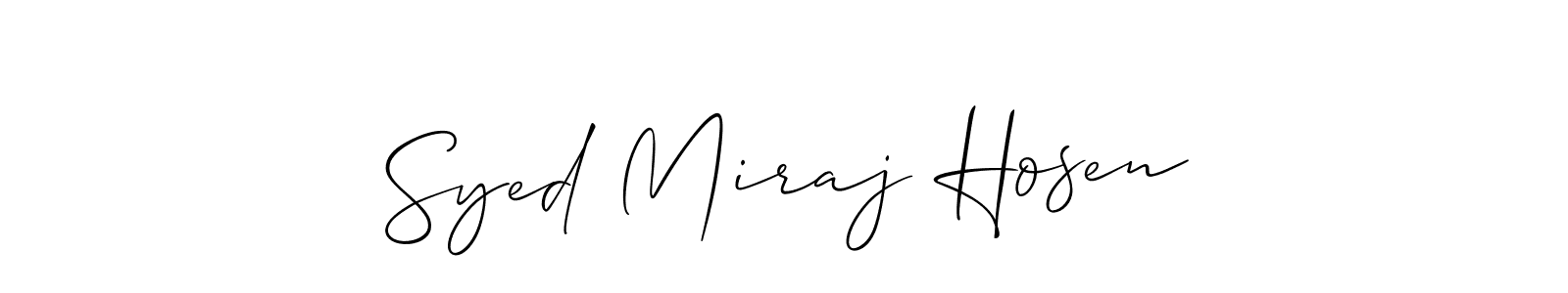 The best way (Allison_Script) to make a short signature is to pick only two or three words in your name. The name Syed Miraj Hosen include a total of six letters. For converting this name. Syed Miraj Hosen signature style 2 images and pictures png