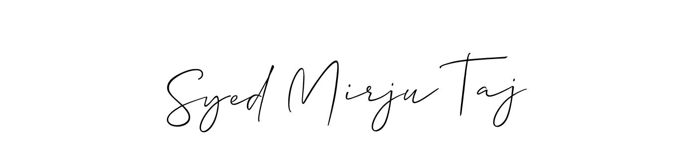 How to make Syed Mirju Taj name signature. Use Allison_Script style for creating short signs online. This is the latest handwritten sign. Syed Mirju Taj signature style 2 images and pictures png