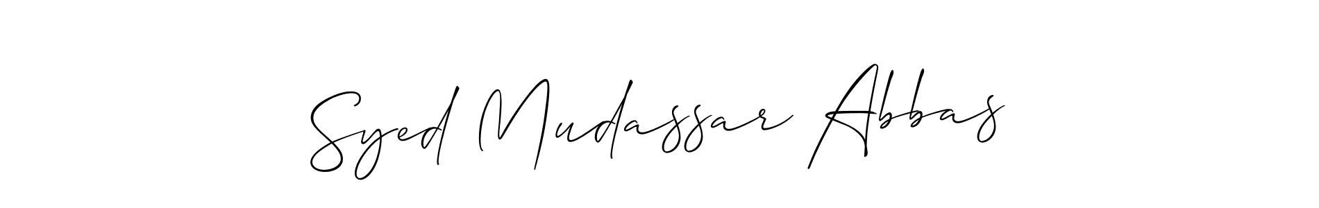 Also we have Syed Mudassar Abbas name is the best signature style. Create professional handwritten signature collection using Allison_Script autograph style. Syed Mudassar Abbas signature style 2 images and pictures png