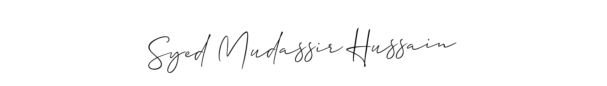 This is the best signature style for the Syed Mudassir Hussain name. Also you like these signature font (Allison_Script). Mix name signature. Syed Mudassir Hussain signature style 2 images and pictures png