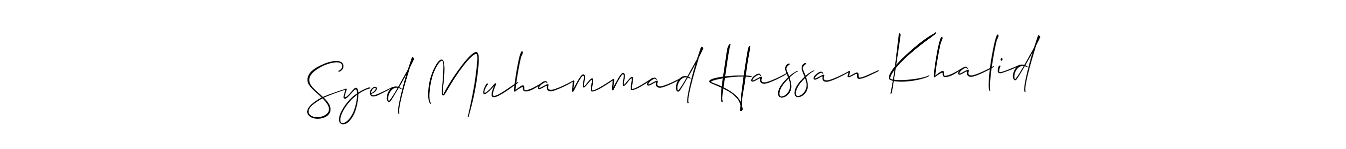 Also You can easily find your signature by using the search form. We will create Syed Muhammad Hassan Khalid name handwritten signature images for you free of cost using Allison_Script sign style. Syed Muhammad Hassan Khalid signature style 2 images and pictures png
