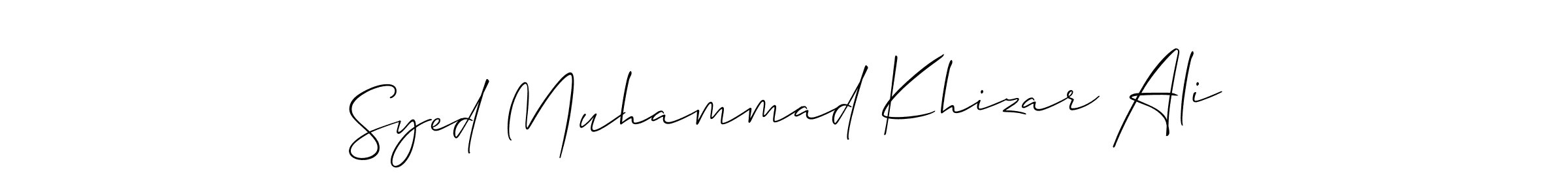 Allison_Script is a professional signature style that is perfect for those who want to add a touch of class to their signature. It is also a great choice for those who want to make their signature more unique. Get Syed Muhammad Khizar Ali name to fancy signature for free. Syed Muhammad Khizar Ali signature style 2 images and pictures png