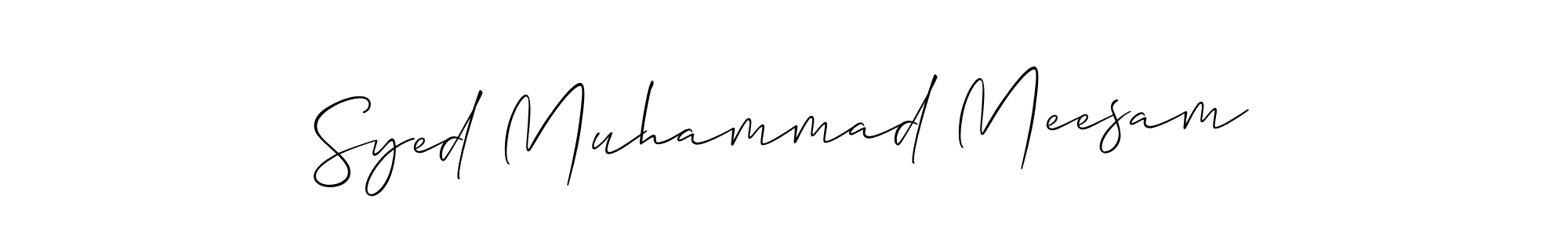 The best way (Allison_Script) to make a short signature is to pick only two or three words in your name. The name Syed Muhammad Meesam include a total of six letters. For converting this name. Syed Muhammad Meesam signature style 2 images and pictures png