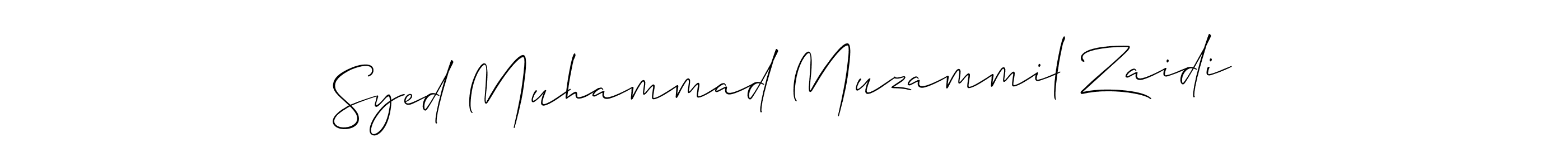 Make a short Syed Muhammad Muzammil Zaidi signature style. Manage your documents anywhere anytime using Allison_Script. Create and add eSignatures, submit forms, share and send files easily. Syed Muhammad Muzammil Zaidi signature style 2 images and pictures png