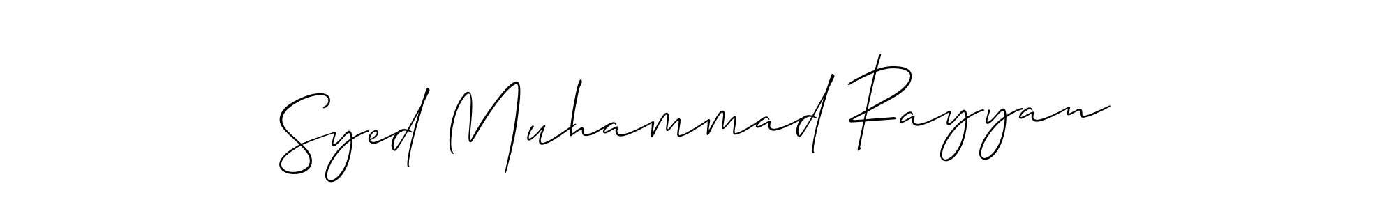 You can use this online signature creator to create a handwritten signature for the name Syed Muhammad Rayyan. This is the best online autograph maker. Syed Muhammad Rayyan signature style 2 images and pictures png