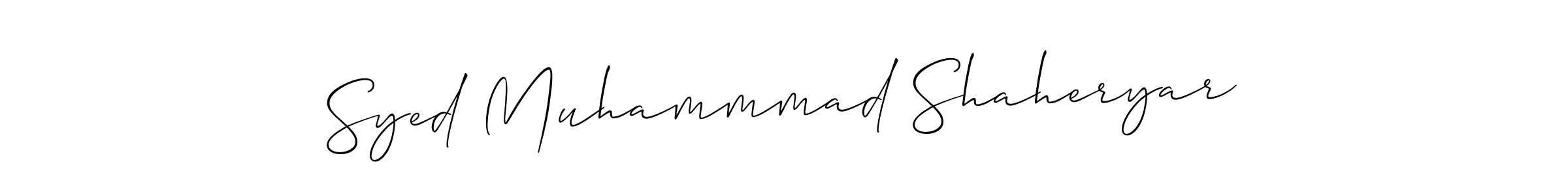 Make a short Syed Muhammmad Shaheryar signature style. Manage your documents anywhere anytime using Allison_Script. Create and add eSignatures, submit forms, share and send files easily. Syed Muhammmad Shaheryar signature style 2 images and pictures png