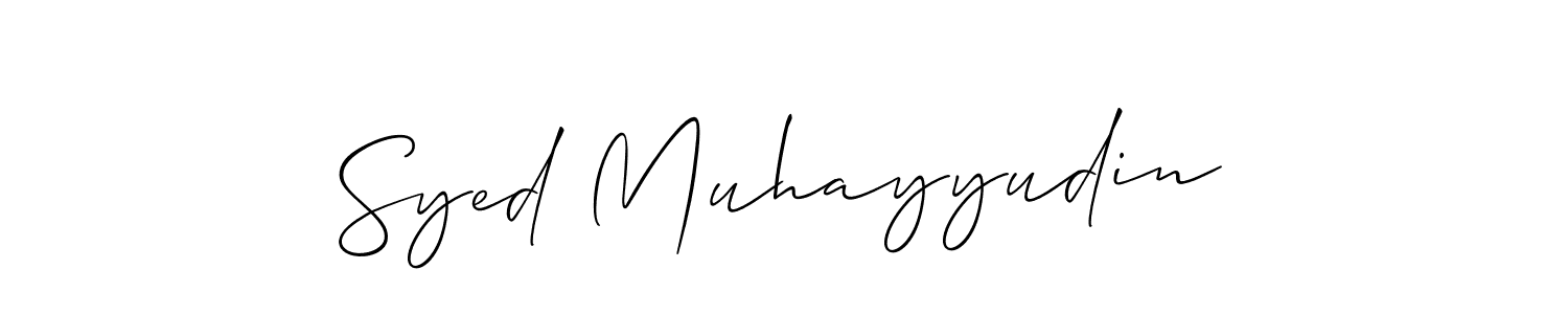 It looks lik you need a new signature style for name Syed Muhayyudin. Design unique handwritten (Allison_Script) signature with our free signature maker in just a few clicks. Syed Muhayyudin signature style 2 images and pictures png