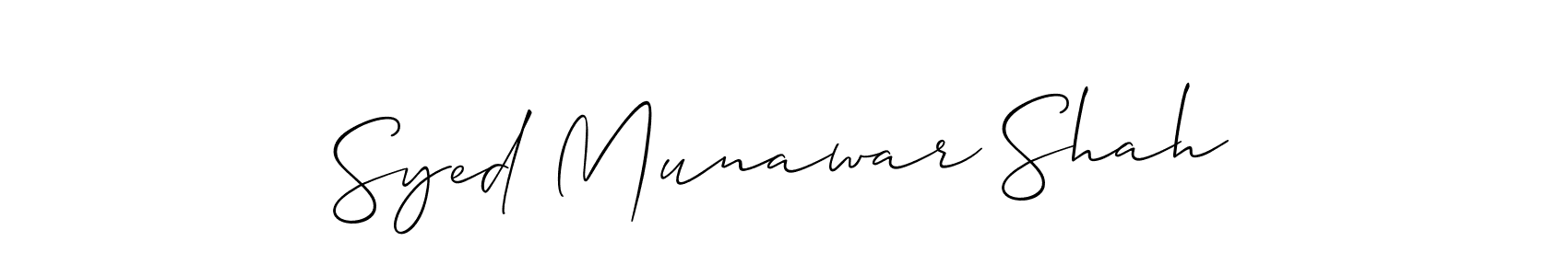 How to Draw Syed Munawar Shah signature style? Allison_Script is a latest design signature styles for name Syed Munawar Shah. Syed Munawar Shah signature style 2 images and pictures png