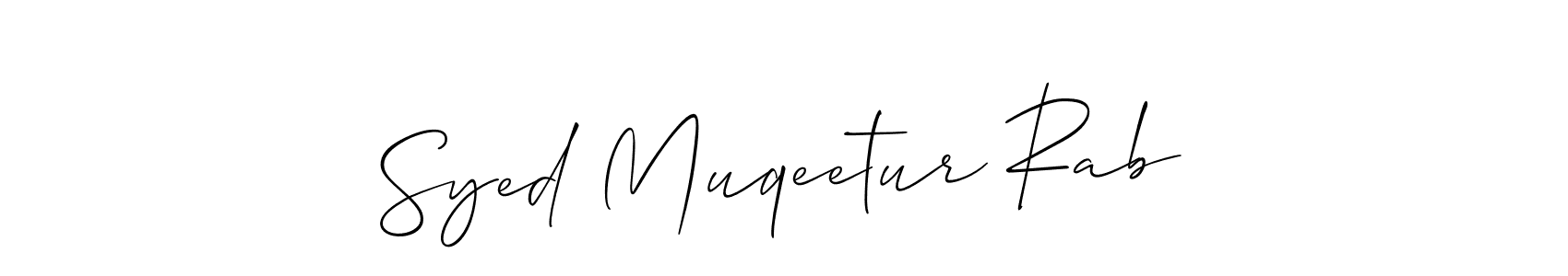The best way (Allison_Script) to make a short signature is to pick only two or three words in your name. The name Syed Muqeetur Rab include a total of six letters. For converting this name. Syed Muqeetur Rab signature style 2 images and pictures png