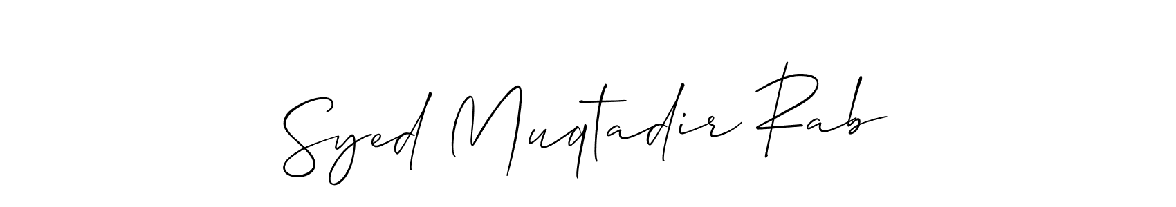 Use a signature maker to create a handwritten signature online. With this signature software, you can design (Allison_Script) your own signature for name Syed Muqtadir Rab. Syed Muqtadir Rab signature style 2 images and pictures png