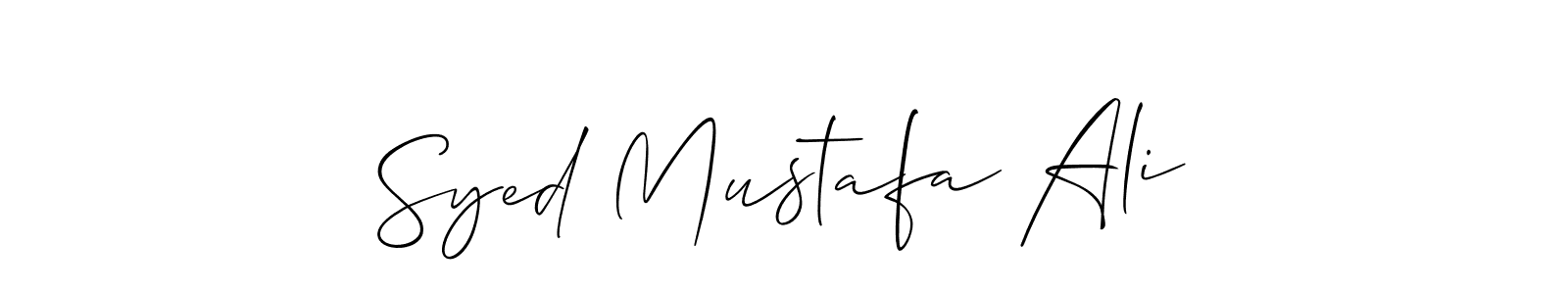 How to make Syed Mustafa Ali name signature. Use Allison_Script style for creating short signs online. This is the latest handwritten sign. Syed Mustafa Ali signature style 2 images and pictures png