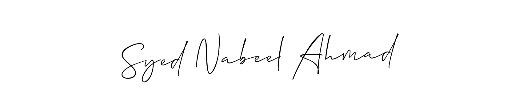 Use a signature maker to create a handwritten signature online. With this signature software, you can design (Allison_Script) your own signature for name Syed Nabeel Ahmad. Syed Nabeel Ahmad signature style 2 images and pictures png