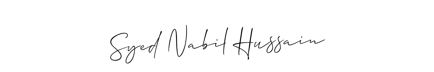 Allison_Script is a professional signature style that is perfect for those who want to add a touch of class to their signature. It is also a great choice for those who want to make their signature more unique. Get Syed Nabil Hussain name to fancy signature for free. Syed Nabil Hussain signature style 2 images and pictures png