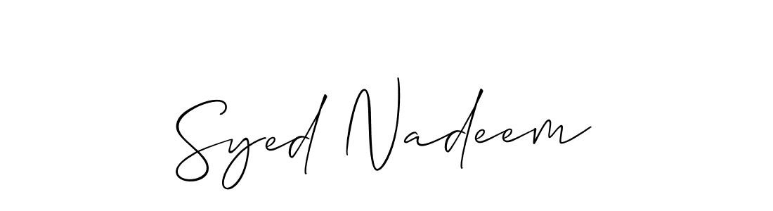 The best way (Allison_Script) to make a short signature is to pick only two or three words in your name. The name Syed Nadeem include a total of six letters. For converting this name. Syed Nadeem signature style 2 images and pictures png