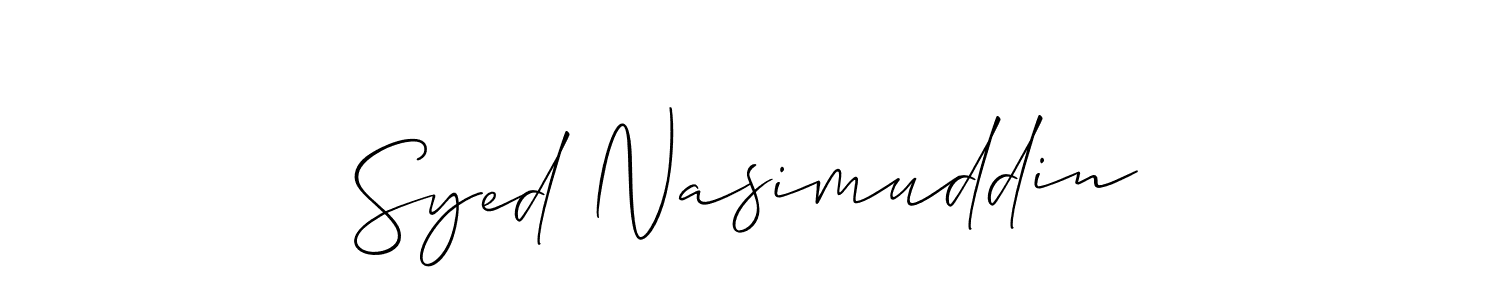 Make a beautiful signature design for name Syed Nasimuddin. With this signature (Allison_Script) style, you can create a handwritten signature for free. Syed Nasimuddin signature style 2 images and pictures png