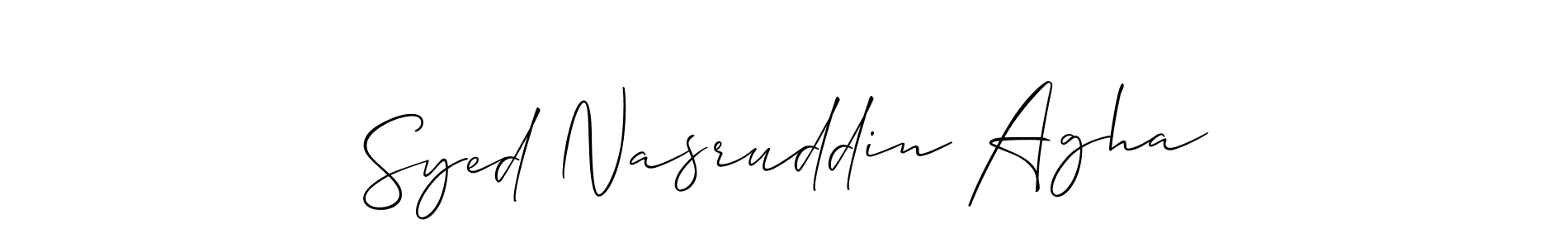 Use a signature maker to create a handwritten signature online. With this signature software, you can design (Allison_Script) your own signature for name Syed Nasruddin Agha. Syed Nasruddin Agha signature style 2 images and pictures png