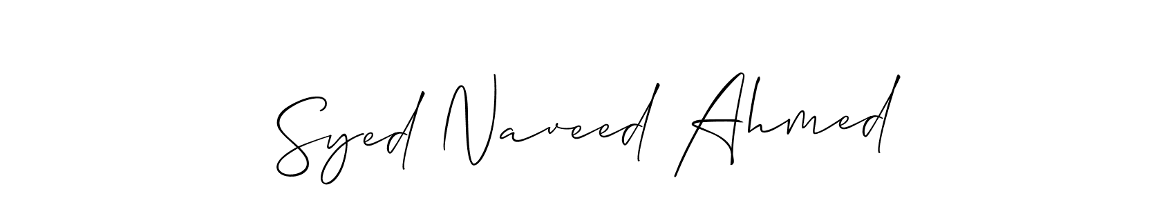 The best way (Allison_Script) to make a short signature is to pick only two or three words in your name. The name Syed Naveed Ahmed include a total of six letters. For converting this name. Syed Naveed Ahmed signature style 2 images and pictures png
