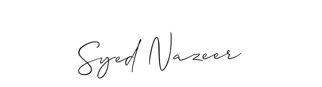 Similarly Allison_Script is the best handwritten signature design. Signature creator online .You can use it as an online autograph creator for name Syed Nazeer. Syed Nazeer signature style 2 images and pictures png