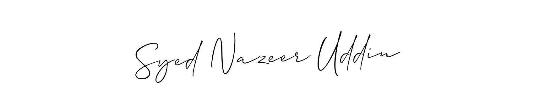 It looks lik you need a new signature style for name Syed Nazeer Uddin. Design unique handwritten (Allison_Script) signature with our free signature maker in just a few clicks. Syed Nazeer Uddin signature style 2 images and pictures png