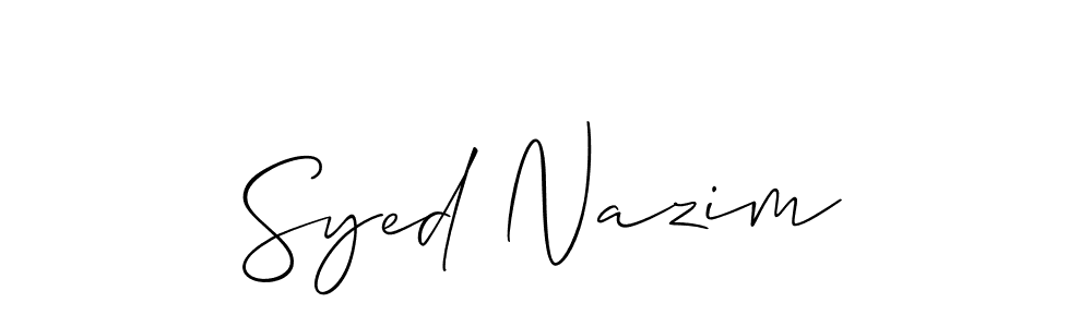 How to make Syed Nazim name signature. Use Allison_Script style for creating short signs online. This is the latest handwritten sign. Syed Nazim signature style 2 images and pictures png