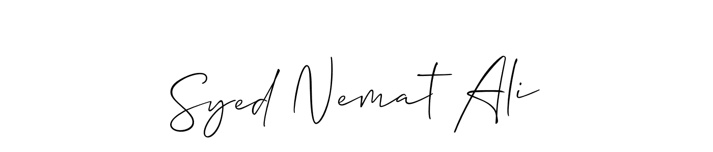 Also we have Syed Nemat Ali name is the best signature style. Create professional handwritten signature collection using Allison_Script autograph style. Syed Nemat Ali signature style 2 images and pictures png