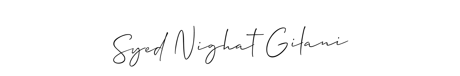 Create a beautiful signature design for name Syed Nighat Gilani. With this signature (Allison_Script) fonts, you can make a handwritten signature for free. Syed Nighat Gilani signature style 2 images and pictures png