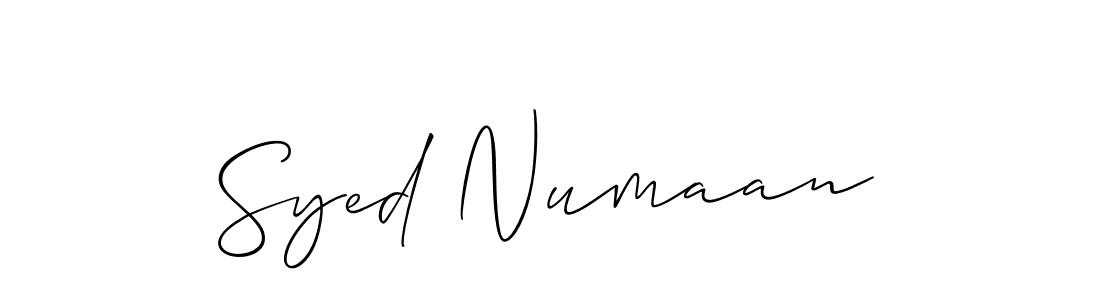 Also You can easily find your signature by using the search form. We will create Syed Numaan name handwritten signature images for you free of cost using Allison_Script sign style. Syed Numaan signature style 2 images and pictures png