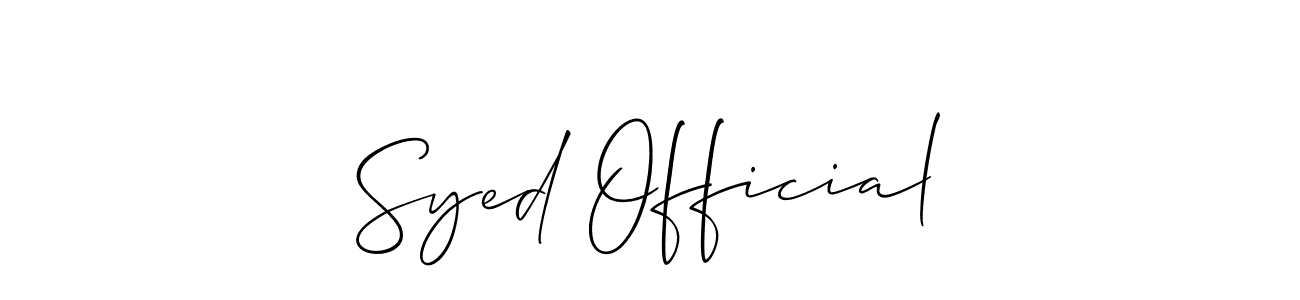 Make a beautiful signature design for name Syed Official. With this signature (Allison_Script) style, you can create a handwritten signature for free. Syed Official signature style 2 images and pictures png