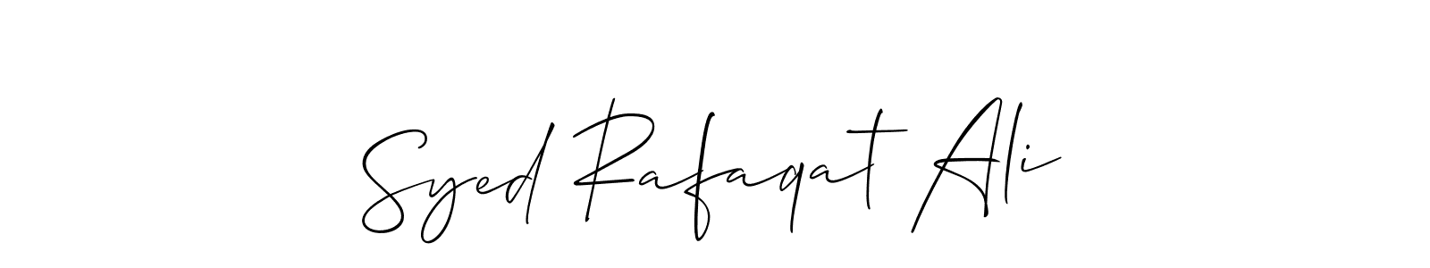 Use a signature maker to create a handwritten signature online. With this signature software, you can design (Allison_Script) your own signature for name Syed Rafaqat Ali. Syed Rafaqat Ali signature style 2 images and pictures png