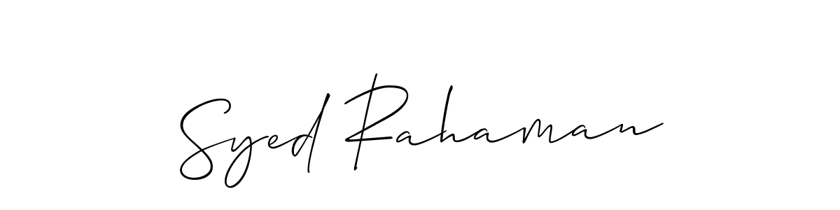 Use a signature maker to create a handwritten signature online. With this signature software, you can design (Allison_Script) your own signature for name Syed Rahaman. Syed Rahaman signature style 2 images and pictures png