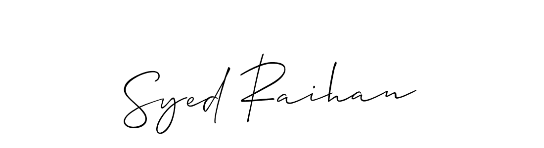 Make a beautiful signature design for name Syed Raihan. With this signature (Allison_Script) style, you can create a handwritten signature for free. Syed Raihan signature style 2 images and pictures png