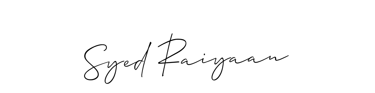 How to make Syed Raiyaan signature? Allison_Script is a professional autograph style. Create handwritten signature for Syed Raiyaan name. Syed Raiyaan signature style 2 images and pictures png