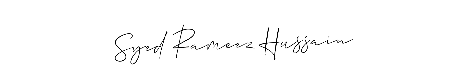 Allison_Script is a professional signature style that is perfect for those who want to add a touch of class to their signature. It is also a great choice for those who want to make their signature more unique. Get Syed Rameez Hussain name to fancy signature for free. Syed Rameez Hussain signature style 2 images and pictures png