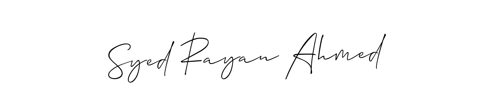 Also You can easily find your signature by using the search form. We will create Syed Rayan Ahmed name handwritten signature images for you free of cost using Allison_Script sign style. Syed Rayan Ahmed signature style 2 images and pictures png