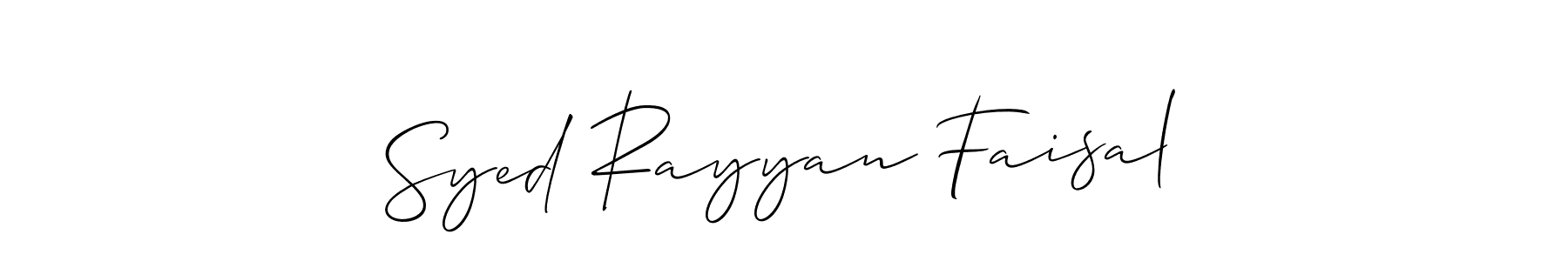 It looks lik you need a new signature style for name Syed Rayyan Faisal. Design unique handwritten (Allison_Script) signature with our free signature maker in just a few clicks. Syed Rayyan Faisal signature style 2 images and pictures png