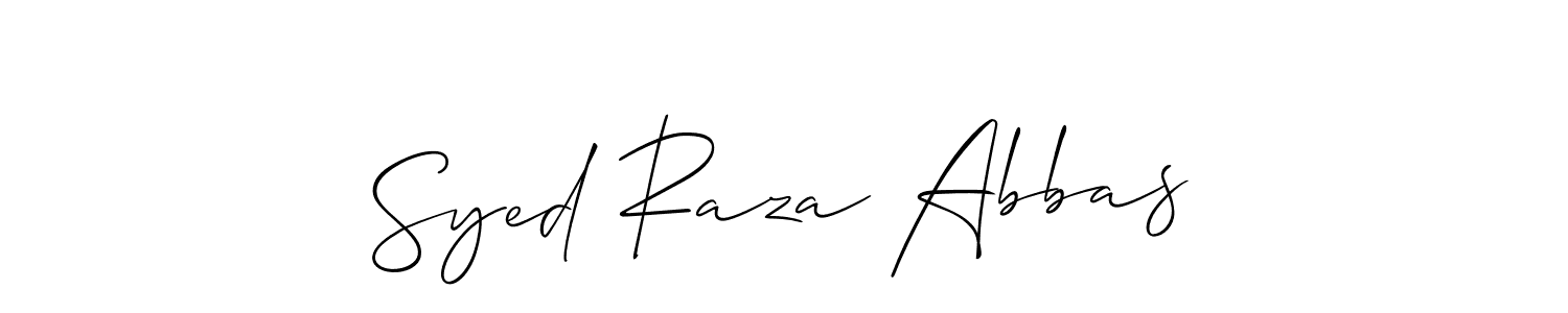 Make a beautiful signature design for name Syed Raza Abbas. With this signature (Allison_Script) style, you can create a handwritten signature for free. Syed Raza Abbas signature style 2 images and pictures png