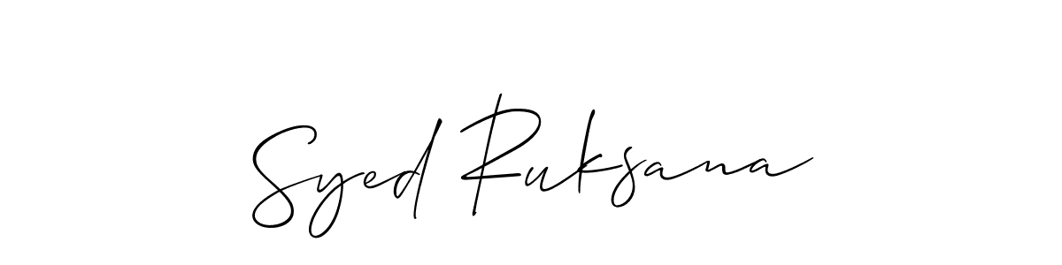 if you are searching for the best signature style for your name Syed Ruksana. so please give up your signature search. here we have designed multiple signature styles  using Allison_Script. Syed Ruksana signature style 2 images and pictures png