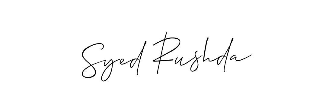 if you are searching for the best signature style for your name Syed Rushda. so please give up your signature search. here we have designed multiple signature styles  using Allison_Script. Syed Rushda signature style 2 images and pictures png