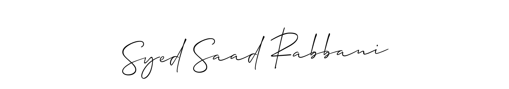 It looks lik you need a new signature style for name Syed Saad Rabbani. Design unique handwritten (Allison_Script) signature with our free signature maker in just a few clicks. Syed Saad Rabbani signature style 2 images and pictures png