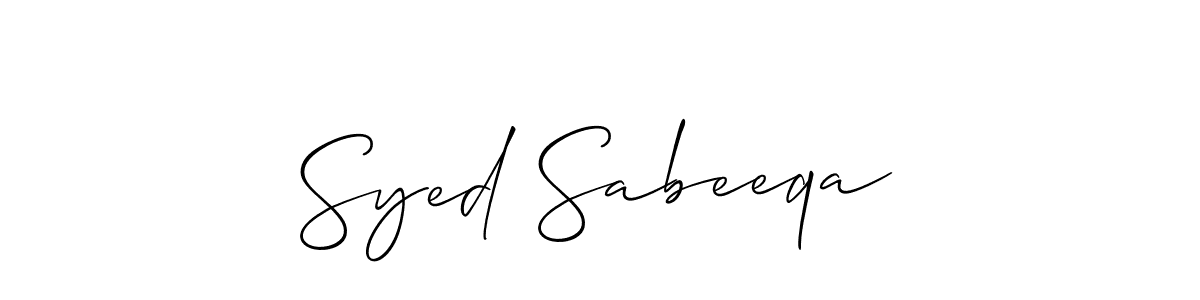 How to make Syed Sabeeqa signature? Allison_Script is a professional autograph style. Create handwritten signature for Syed Sabeeqa name. Syed Sabeeqa signature style 2 images and pictures png