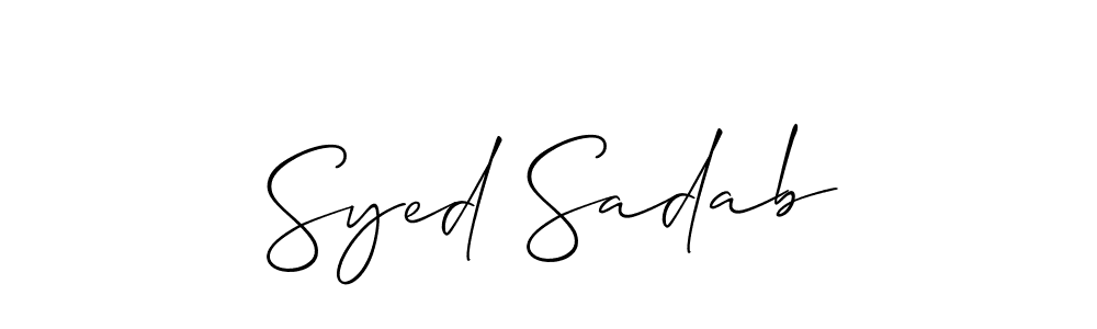 Also You can easily find your signature by using the search form. We will create Syed Sadab name handwritten signature images for you free of cost using Allison_Script sign style. Syed Sadab signature style 2 images and pictures png