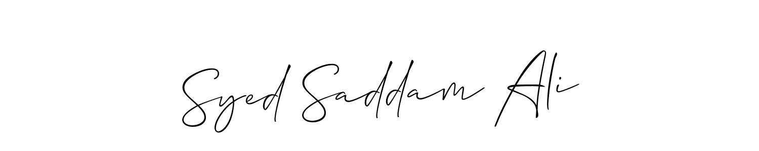 Also You can easily find your signature by using the search form. We will create Syed Saddam Ali name handwritten signature images for you free of cost using Allison_Script sign style. Syed Saddam Ali signature style 2 images and pictures png