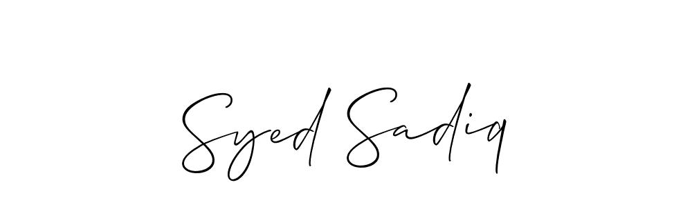 Also You can easily find your signature by using the search form. We will create Syed Sadiq name handwritten signature images for you free of cost using Allison_Script sign style. Syed Sadiq signature style 2 images and pictures png
