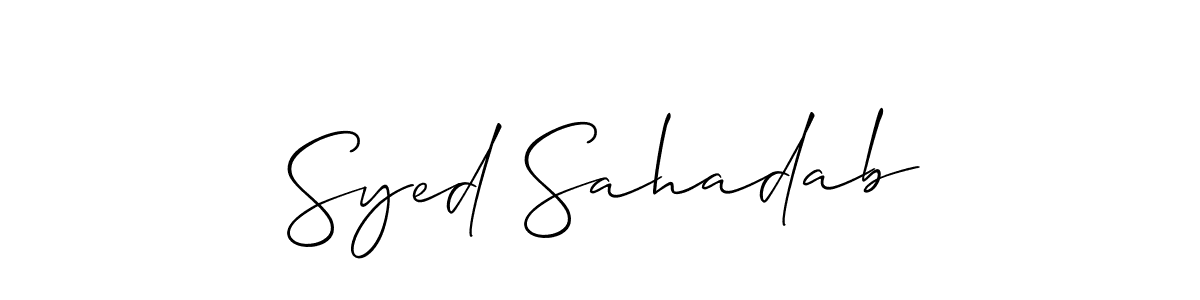 Allison_Script is a professional signature style that is perfect for those who want to add a touch of class to their signature. It is also a great choice for those who want to make their signature more unique. Get Syed Sahadab name to fancy signature for free. Syed Sahadab signature style 2 images and pictures png